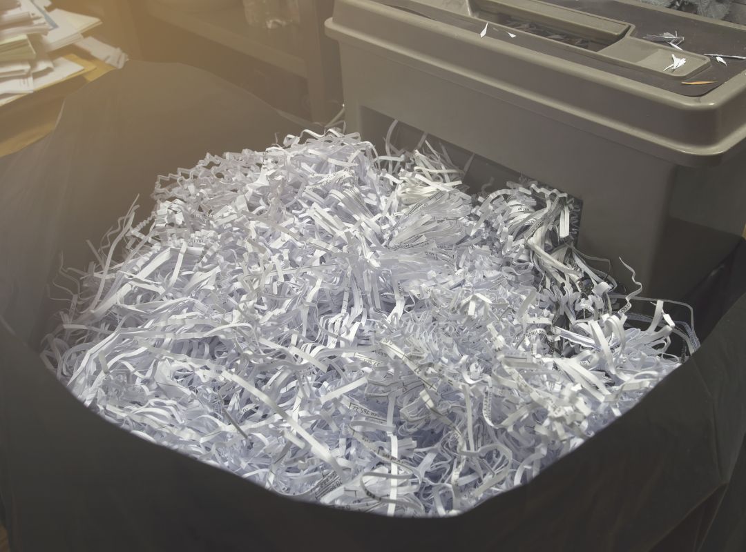 a large bag of shredded papers