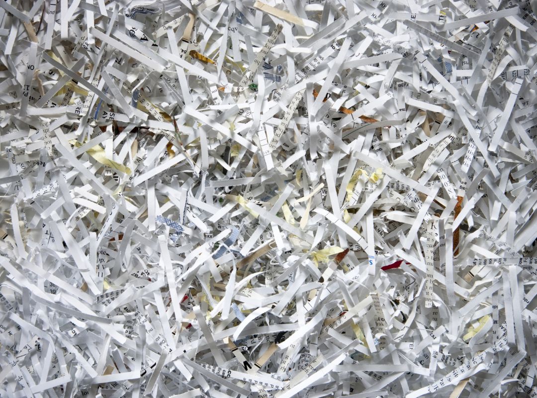 a pile of shredded paperwork